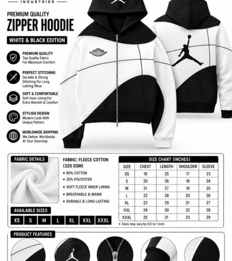 Black White Hoodie Technical Design Board — design reference