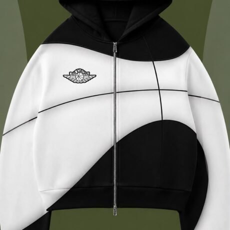 Black-and-White Color-Block Hoodie