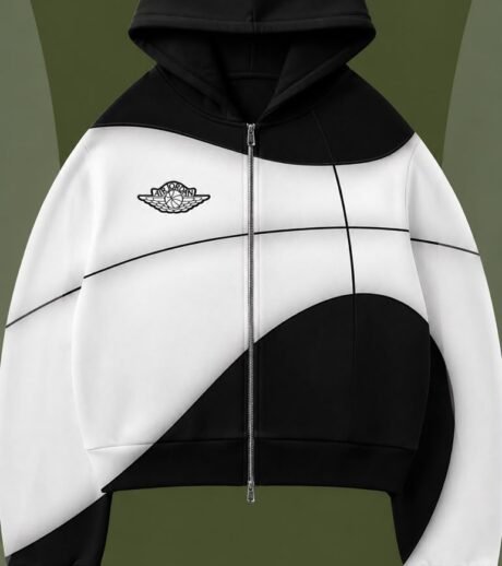 Black-and-White Color-Block Hoodie