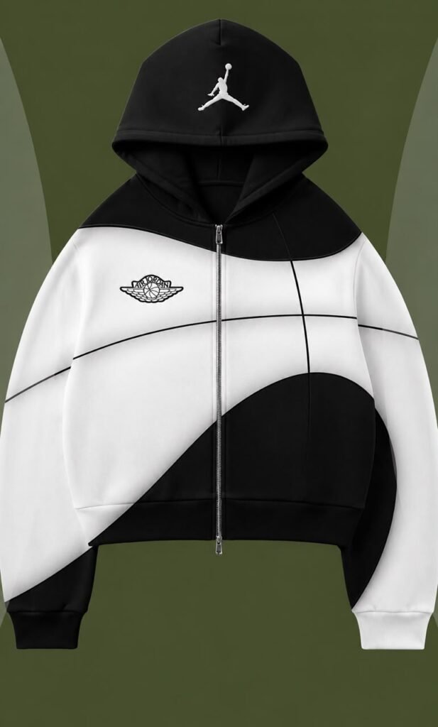 Black-and-White Color-Block Hoodie