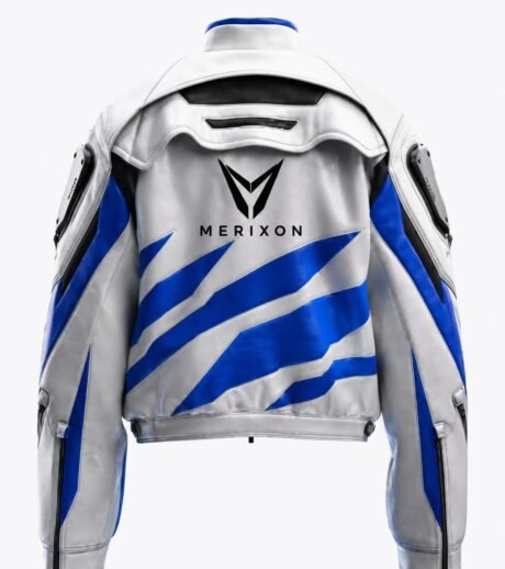 Blue White Track Jacket Back View — design reference