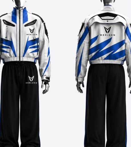 Blue White Track Pants Complete Set — design reference