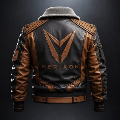 Brown Black Moto Jacket Back Detail — illustrative product design