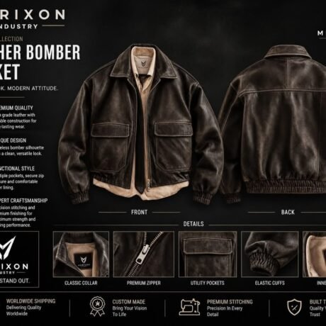 Brown Contrast-Collar Bomber Jacket