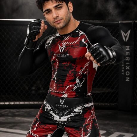 Red Black Grappling Kit Worn Reference — illustrative product design