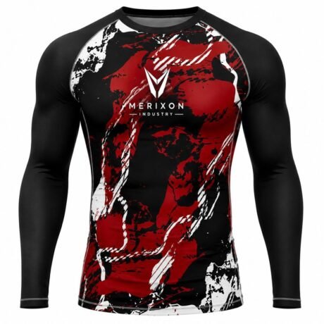 Red-and-Black Grappling Rash Guard