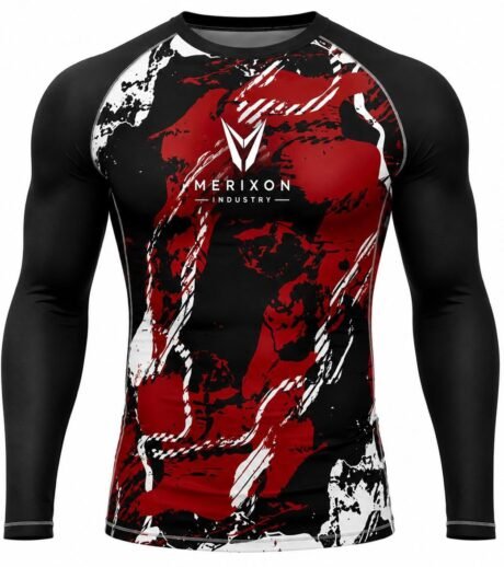Red-and-Black Grappling Rash Guard