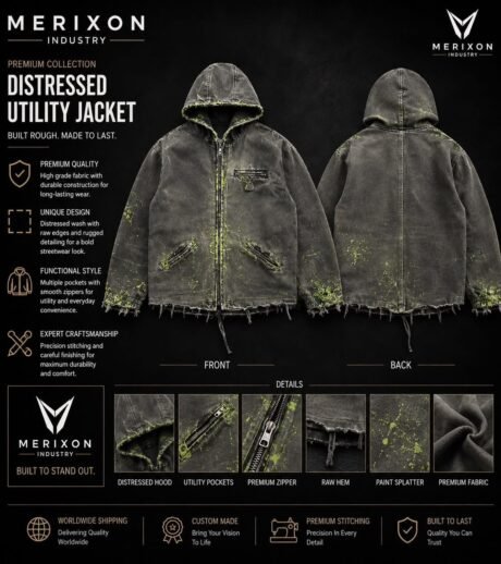 Distressed Olive Utility Jacket