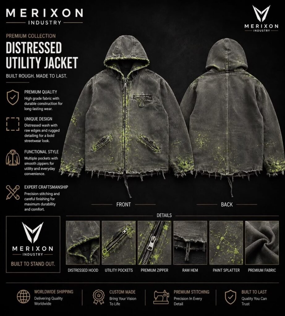 Distressed Olive Utility Jacket