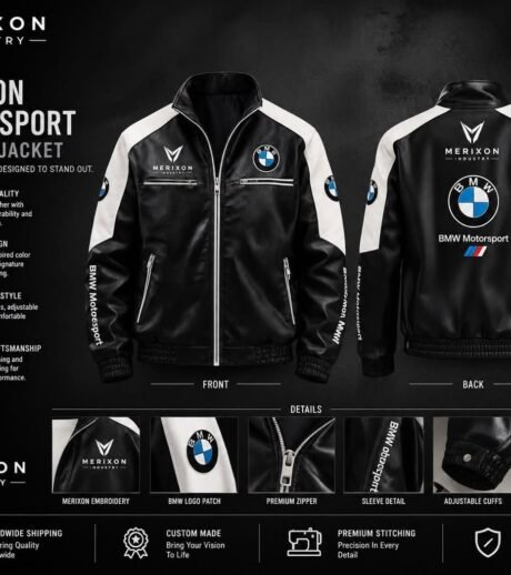 Black Motorsport Leather-Style Jacket