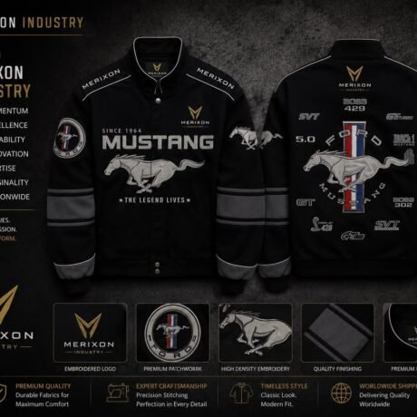 Black Motorsport Graphic Varsity Jacket