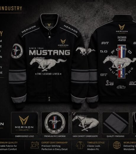 Black Motorsport Graphic Varsity Jacket