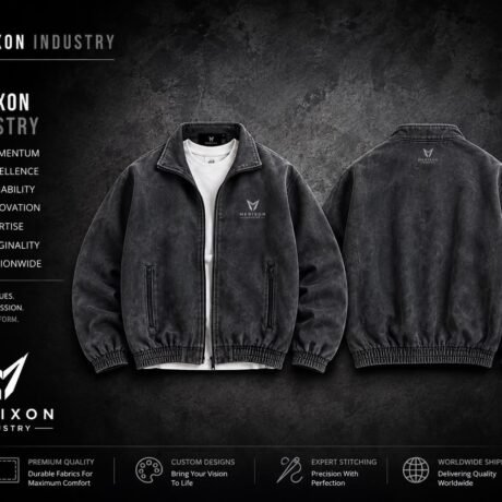 Charcoal Textured Zip Bomber Jacket