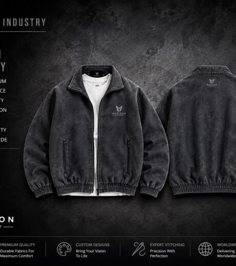 Charcoal Textured Zip Bomber Jacket