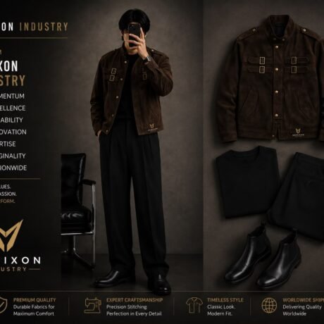 Dark brown jacket styling photograph - supplied product visual