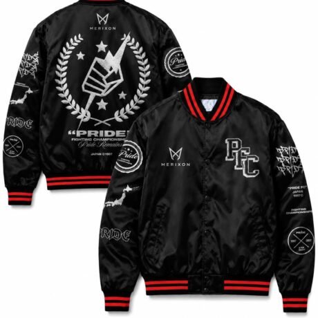 Black and red varsity jacket alternate angles - supplied product visual