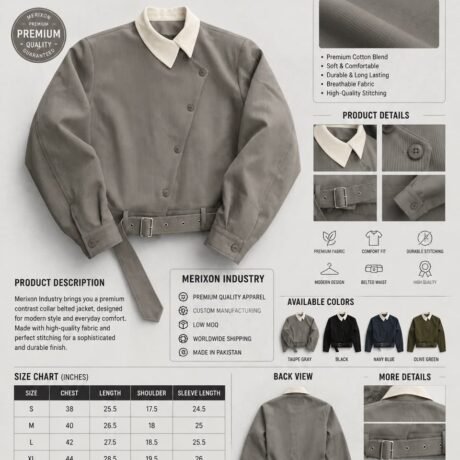 Gray Contrast-Collar Bomber Jacket
