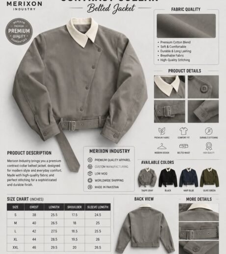 Gray Contrast-Collar Bomber Jacket