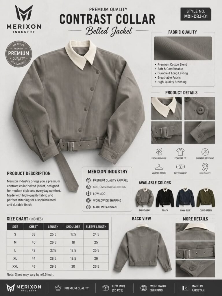 Gray Contrast-Collar Bomber Jacket